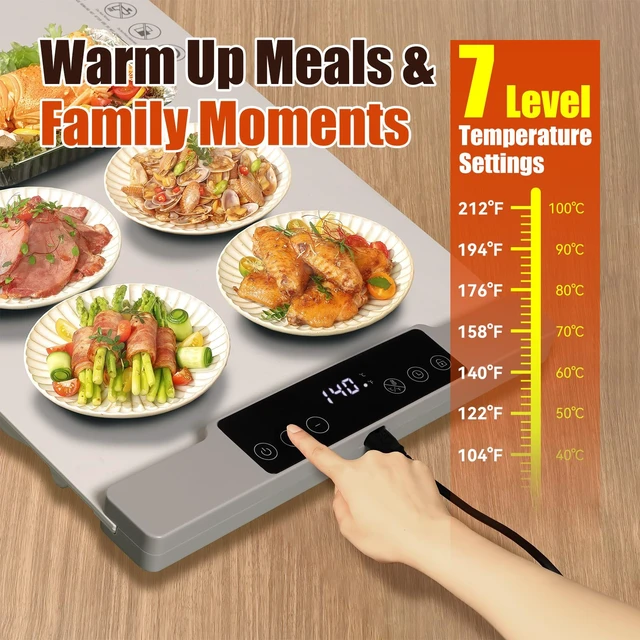 Alt view image 2 of 7 - Warming Mat for Food Extra Large 35.4x13.4 7 Temperature Settings Silicone Food Warming Mat Roll up Food Warmer with Full Surface Heating Warming Pad Electric Warming Tray for Buffets Party Home