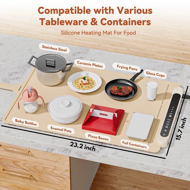 Alt view image 3 of 7 - Warming Mat for Food Warmer Pad: 24"X16" Adjustable Foldable Silicone Electric Warming Tray for Buffets Party - Fast Heating Portable Hot Plates for Countertop Kitchen Travel Home Ideas