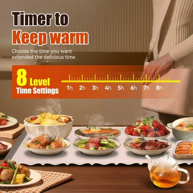 Alt view image 3 of 7 - Warming Mat for Food Extra Large 35.4x13.4 7 Temperature Settings Silicone Food Warming Mat Roll up Food Warmer with Full Surface Heating Warming Pad Electric Warming Tray for Buffets Party Home
