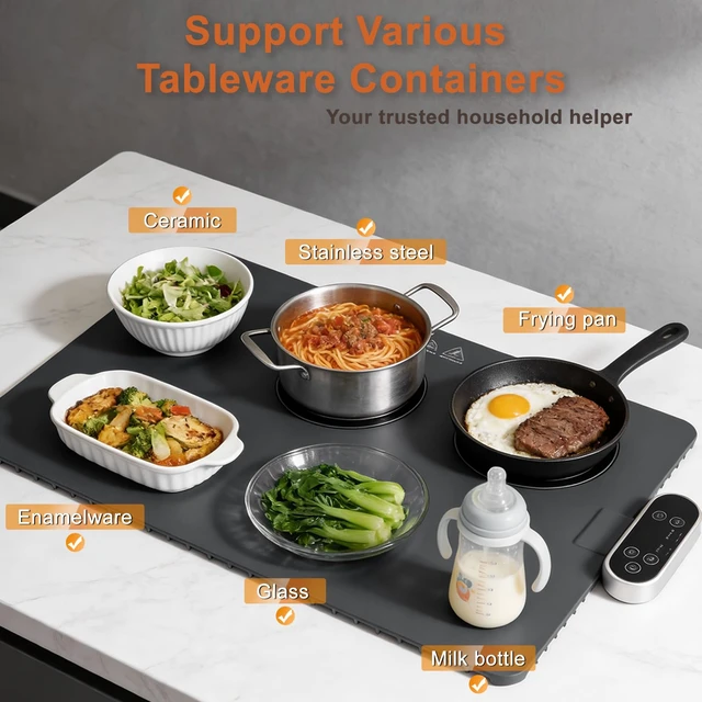 Alt view image 6 of 7 - Warming Mat for Food & Food Heating Mat, Dishwasher Safe