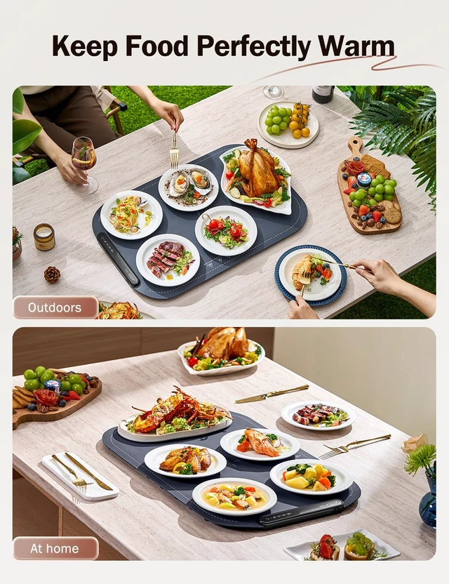 Alt view image 7 of 7 - Food Warming Mat, 24 x 16 in, Electric Warming Tray, Warming Mat for Food