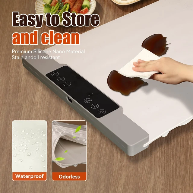 Alt view image 4 of 7 - Warming Mat for Food Extra Large 35.4x13.4 7 Temperature Settings Silicone Food Warming Mat Roll up Food Warmer with Full Surface Heating Warming Pad Electric Warming Tray for Buffets Party Home