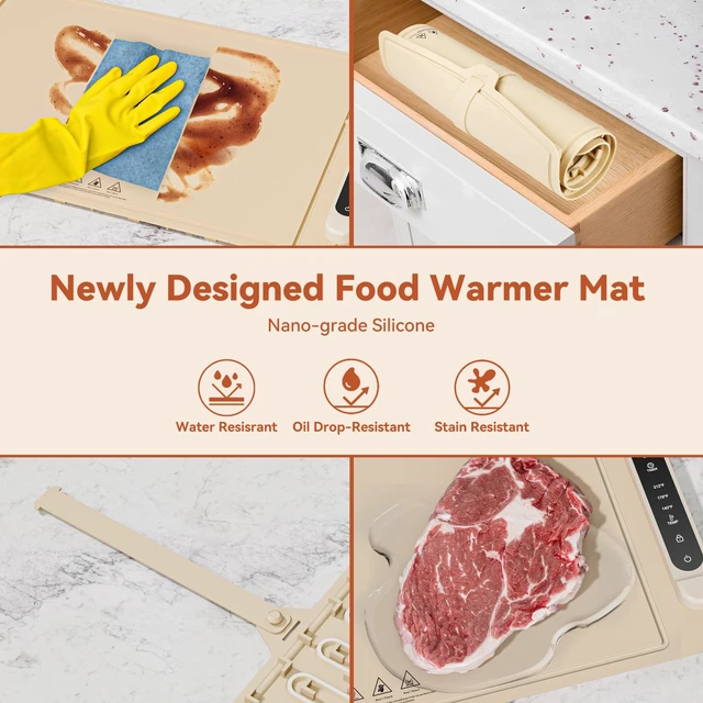 Alt view image 5 of 7 - Warming Mat for Food Warmer Pad: 24"X16" Adjustable Foldable Silicone Electric Warming Tray for Buffets Party - Fast Heating Portable Hot Plates for Countertop Kitchen Travel Home Ideas