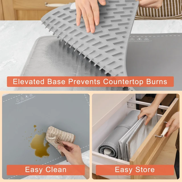Alt view image 7 of 7 - FYY Warming Mat for Food with Heat Resistant Pad, Prevent Countertop Cracks, Keep Meal Warm, Rapid and Full Surface Heating, 6 Temp Settings, 6H Timer, Upgraded Rollable Portable Food Warmer Mat Grey