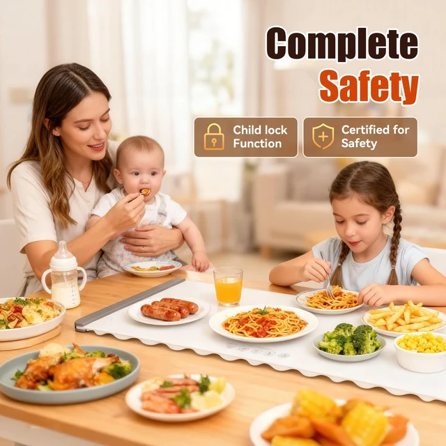 Alt view image 7 of 7 - Warming Mat for Food Extra Large 35.4x13.4 7 Temperature Settings Silicone Food Warming Mat Roll up Food Warmer with Full Surface Heating Warming Pad Electric Warming Tray for Buffets Party Home