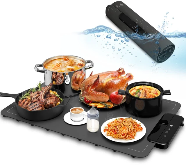 Main image of Electric Warming Mat for Food, ZAPLIT 24''x16 Washable Silicone Warming Tray with 6 Temp Settings, 6 Timers, Child Lock, and Auto Standby Food Warmer for Buffet, Family Gathering, and Party (Grey)