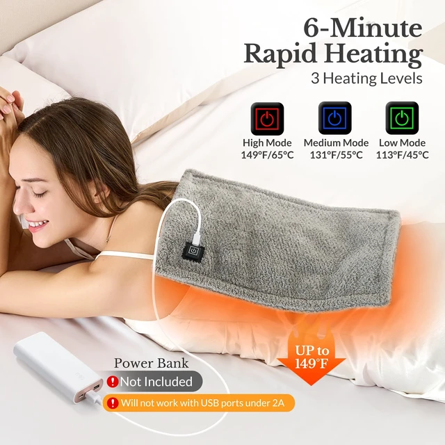 Alt view image 4 of 7 - USB Heating Pad for Travel with 3 Heat Settings & Auto-Off Non-Rechargeable