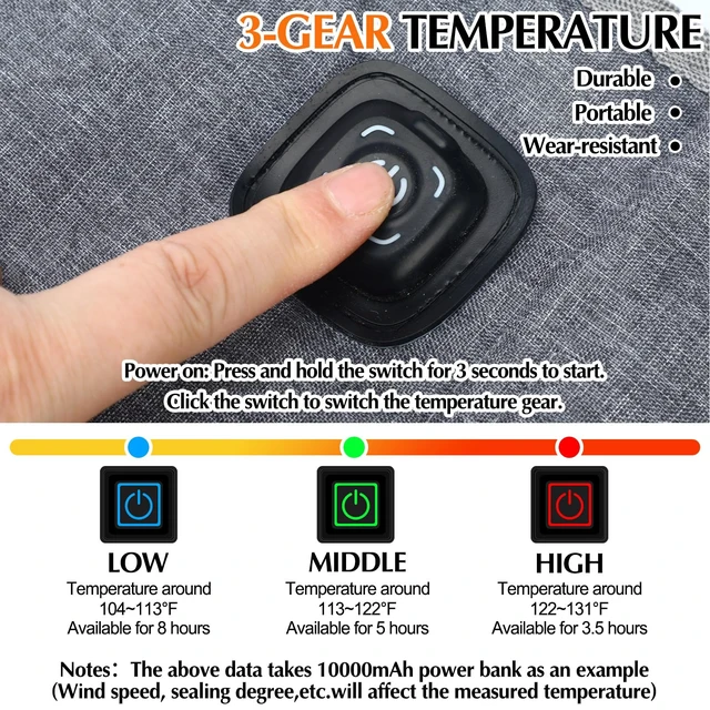 Alt view image 3 of 6 - Rossesay 2 USB Portable Heated Seat Cushion 17.7"x17.7" Gray 3 Mode Stadium
