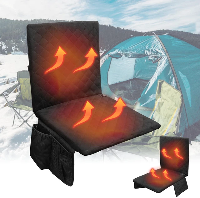 Main image of Heated Seat Cushion, Foldable Heated Stadium Seats for Bleachers USB Powered (NOTE: No Power Bank), 3 Level Adjustable Heated Pad with Pockets, heated seats for outdoors, Camping, Indoor(Black)