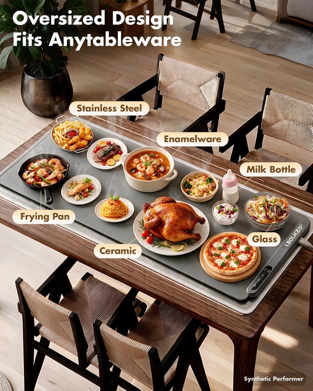 Alt view image 6 of 7 - Warming Mat For Food Extra Large 36"x16" 580W Food Warming Mat Buffet Servers and Warmers,Chafing Dishes for Buffet 6 Temp 6 Hour,Roll Up Food Warmers for Parties Buffet Catering Gatherings