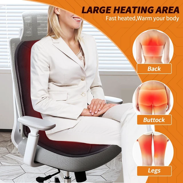 Alt view image 2 of 7 - MAXCOM Heated Seat Cushion for Office Chair-Heating Pad for Back Lumbar Hip Thigh with 7 Temp Levels & Auto Shutoff