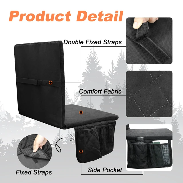 Alt view image 4 of 7 - Heated Seat Cushion, Foldable Heated Stadium Seats for Bleachers USB Powered (NOTE: No Power Bank), 3 Level Adjustable Heated Pad with Pockets, heated seats for outdoors, Camping, Indoor(Black)