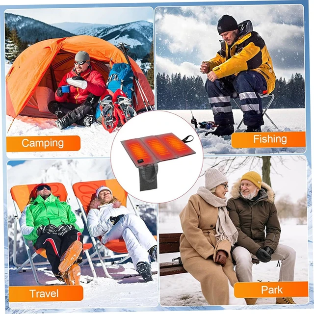 Alt view image 3 of 6 - Portable Heated Seat Cushion 3-Level Foldable USB Heating Heated Stadium Seats for Bleachers Outdoor Camping Hiking, 17x16in, Battery Not Included