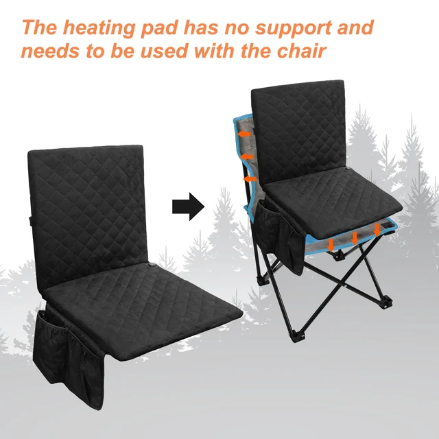 Alt view image 5 of 7 - Heated Seat Cushion, Foldable Heated Stadium Seats for Bleachers USB Powered (NOTE: No Power Bank), 3 Level Adjustable Heated Pad with Pockets, heated seats for outdoors, Camping, Indoor(Black)