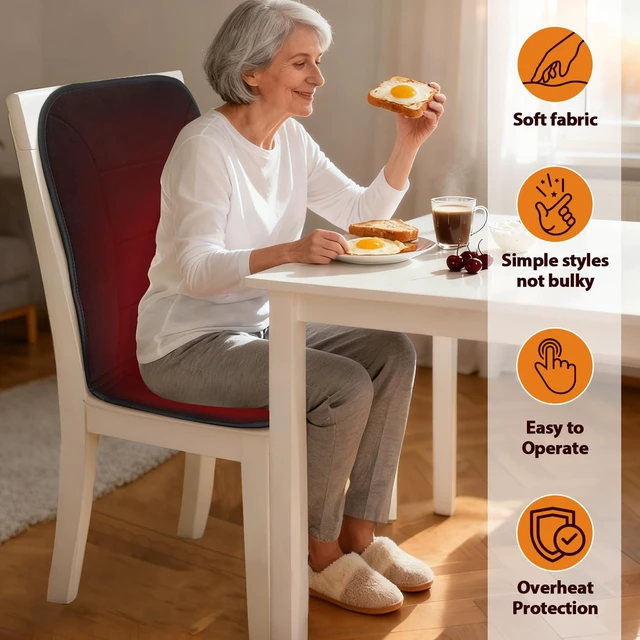 Alt view image 5 of 7 - MAXCOM Heated Seat Cushion for Office Chair-Heating Pad for Back Lumbar Hip Thigh with 7 Temp Levels & Auto Shutoff