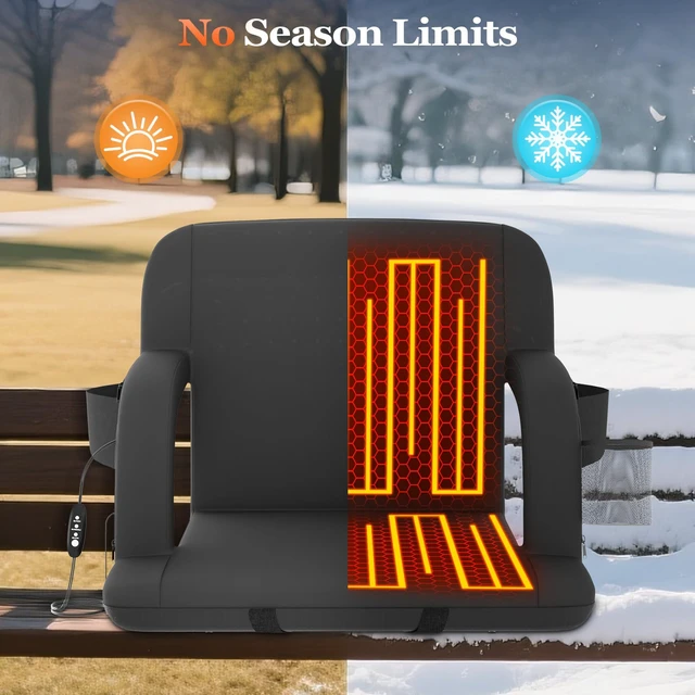Alt view image 6 of 7 - Seeutek 25" Heated Stadium Seats with Back Support, 2.5 Thick Cushion, 1PC