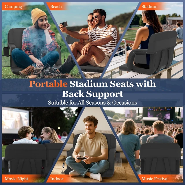 Alt view image 7 of 7 - Seeutek 25" Heated Stadium Seats with Back Support, 2.5 Thick Cushion, 1PC