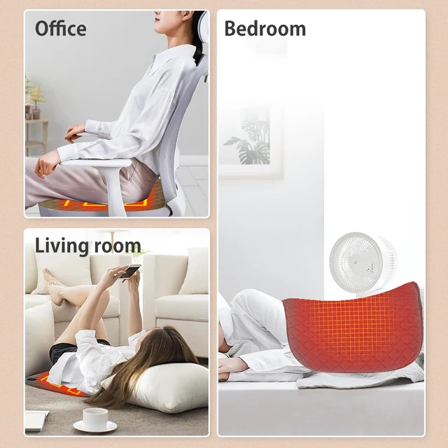 Alt view image 3 of 5 - Woolala Portable Electric Heating Pad for Office Chair USB Large Size