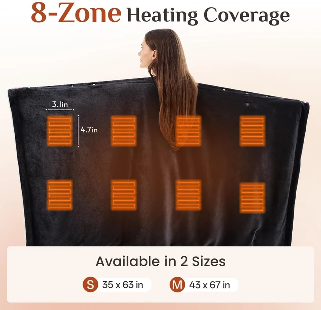 Alt view image 3 of 7 - JOLLYVOGUE USB Heated Wearable Blanket with Snaps, 43 x 67 Inch, Black