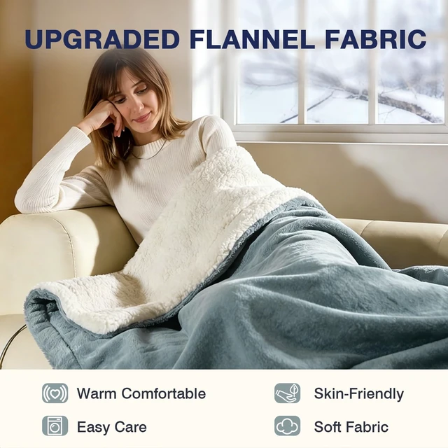 Alt view image 5 of 6 - Electric Blanket Throw Size 50"x60",Heating Blanket, Soft Flannel Heated Blanket, 9 Heating Levels,1-9 Hours Auto Off, Fast Heating, Overheat Protection, Machine Washable,Gifts for Woman,Gray