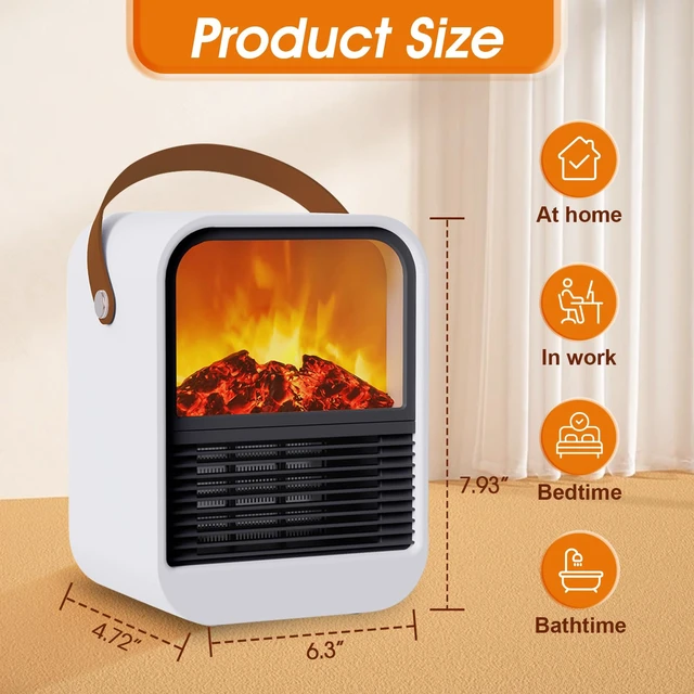 Alt view image 7 of 7 - Portable Mini Electric Fireplace Space Heaters for Indoor Use