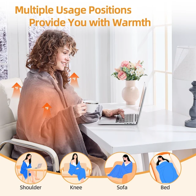 Alt view image 5 of 7 - USB Portable Heated Electric Blanket - Cordless Heated Shawl for Outdoor