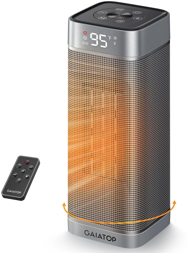 Main image of Gaiatop Space Heaters for Indoor Use, Portable Electric Heater with Thermostat, 1500W PTC Ceramic Room Heater with Remote, 5 Modes, 60° Oscillating, 12H Timer Fast Heating Bedroom Office Bathroom Home