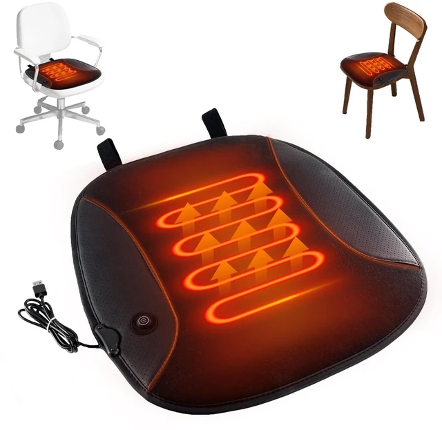 Main image of USB Heated Seat Cushion Battery Heated Outdoor Chair Cushion Heated Seat Pad for Camping Stadium Office Wheelchair or Home (Battery Not Included) (Black)