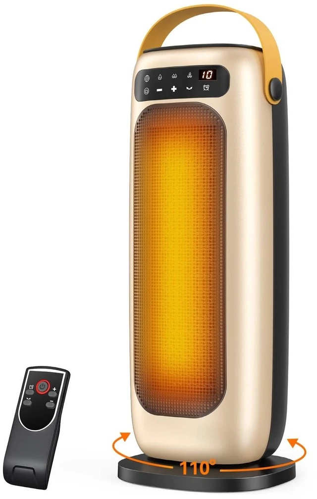 Main image of Space Heater, 1500W PTC Ceramic Electric Heaters for Indoor Use with Remote, 4 Levels Room Heater with LED Touch Display, 110° Oscillation,10H Timer,Fast & Safe Portable Heater for Bedroom Office