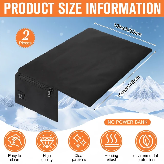 Alt view image 2 of 7 - SmoothNovelty 2 Pack Heated Stadium Hunting Seat Cushion, 3 Mode Portable Camping Heated Stadium Seat for Bleachers, USB Foldable Warm Heating Chair Pads, Indoor, Outdoor, No Power Bank (19 x 13 Inch)