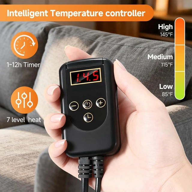 Alt view image 2 of 7 - Heated Seat Cushion for Office Chair Back and Seat Warmer Pad with 110V Adapter