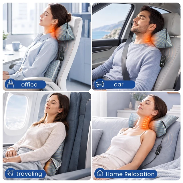 Alt view image 3 of 7 - Heated Buckwheat Pillow for Back Support, Adjustable Buckwheat Filling, Triangle & Square Design for Bed, Sofa, Office Chair and Relaxation