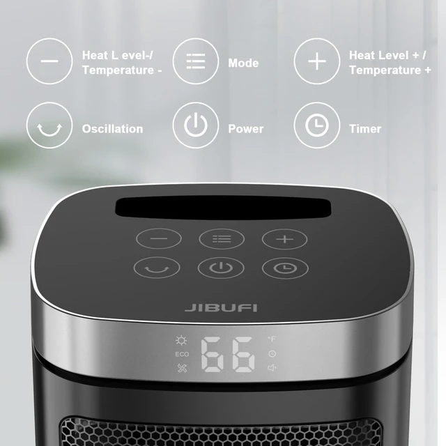 Alt view image 2 of 7 - JIBUFI Portable Space Heater for Indoor Use with 70° Oscillation and Remote