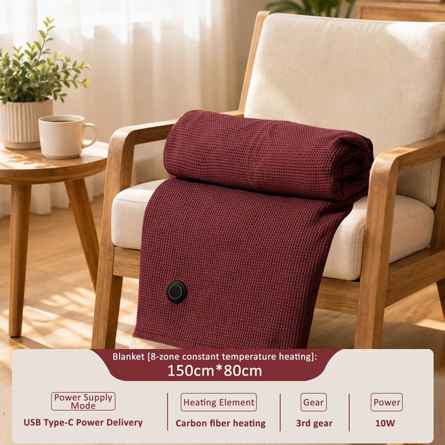 Alt view image 4 of 7 - New Portable Heated Blanket Shawl Wraps,Heated Blanket Shawl