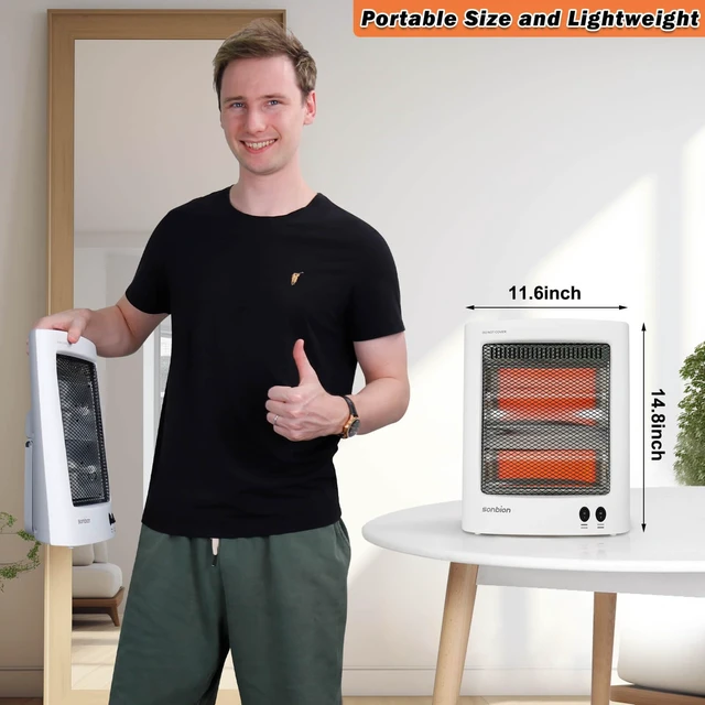 Alt view image 3 of 7 - Radiant Space Heater, Portable Electric Heater, Infrared Heaters for Indoor Use, Halogen Heater for Garage Office, Foldable Holder, Overheat and Tip-over Protection, ETL Listed