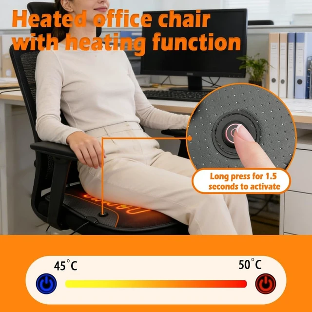 Alt view image 4 of 7 - USB Heated Seat Cushion Battery Heated Outdoor Chair Cushion Heated Seat Pad for Camping Stadium Office Wheelchair or Home (Battery Not Included) (Black)