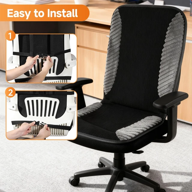 Alt view image 4 of 7 - Heated Seat Cushion for Office Chair Back and Seat Warmer Pad with 110V Adapter