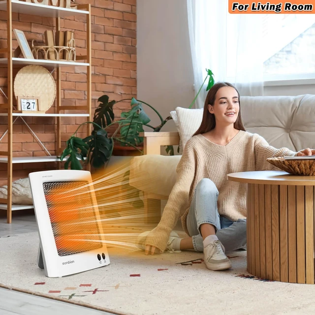 Alt view image 5 of 7 - Radiant Space Heater, Portable Electric Heater, Infrared Heaters for Indoor Use, Halogen Heater for Garage Office, Foldable Holder, Overheat and Tip-over Protection, ETL Listed