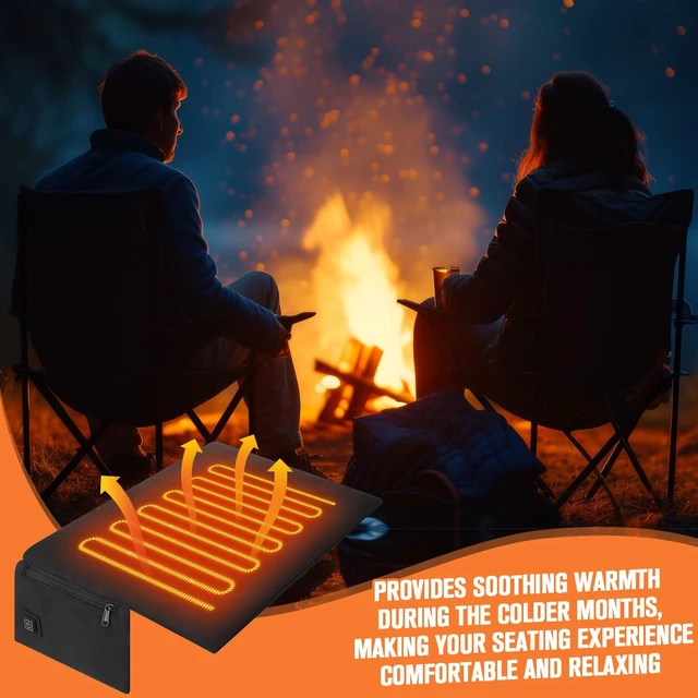 Alt view image 5 of 7 - SmoothNovelty 2 Pack Heated Stadium Hunting Seat Cushion, 3 Mode Portable Camping Heated Stadium Seat for Bleachers, USB Foldable Warm Heating Chair Pads, Indoor, Outdoor, No Power Bank (19 x 13 Inch)