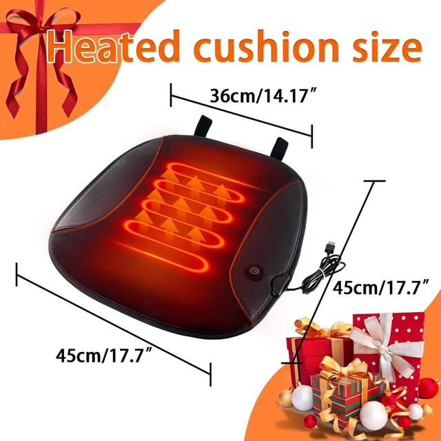 Alt view image 7 of 7 - USB Heated Seat Cushion Battery Heated Outdoor Chair Cushion Heated Seat Pad for Camping Stadium Office Wheelchair or Home (Battery Not Included) (Black)