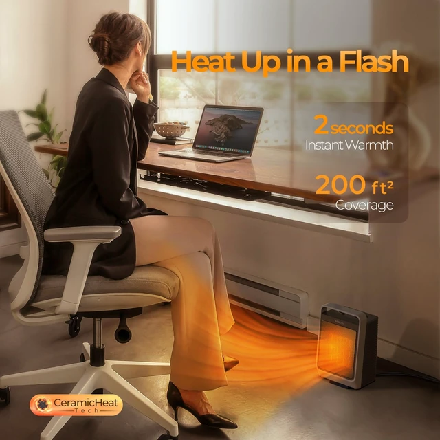 Alt view image 4 of 7 - ROSEKM Portable Space Heater for Indoor Use, 1500W with Thermostat, Silver