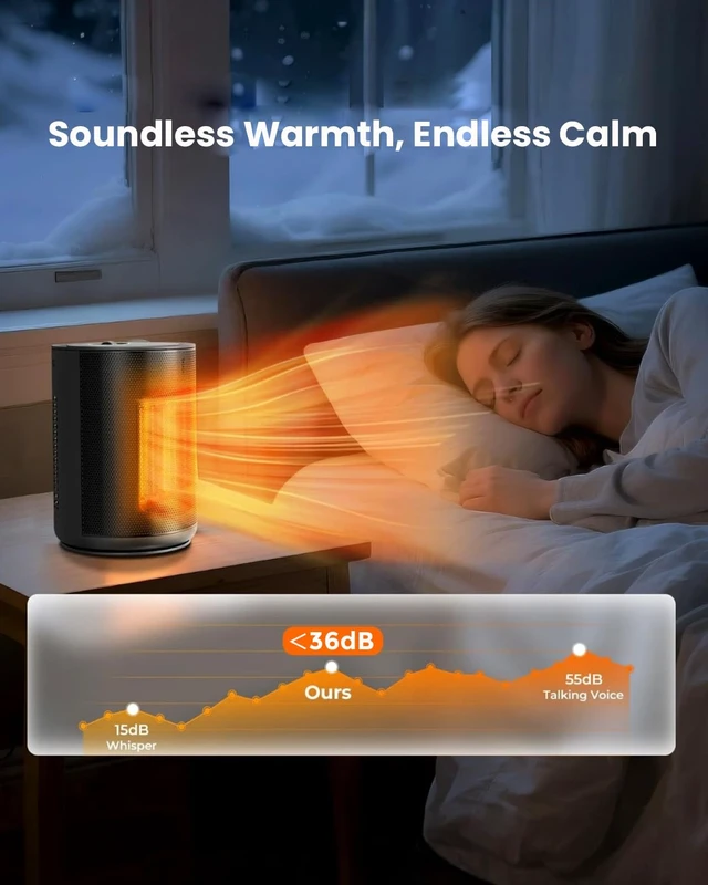 Alt view image 6 of 7 - Electactic Portable Ceramic Space Heater w/Thermostat, 1500W Indoor Electric Mini Heater Fan with Overheat & Tip-Over Protection, PTC Ceramic Fast Safety Heat for Office Room Dorm Desk