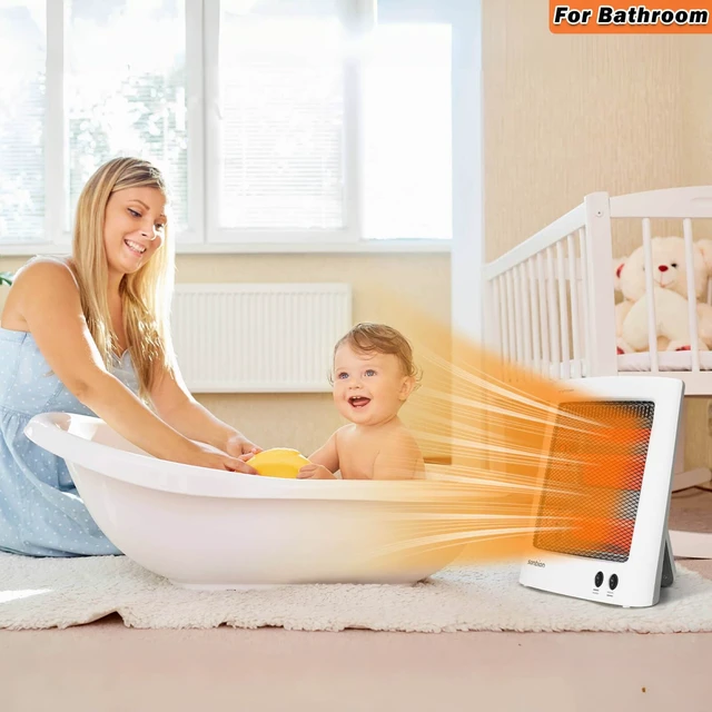 Alt view image 7 of 7 - Radiant Space Heater, Portable Electric Heater, Infrared Heaters for Indoor Use, Halogen Heater for Garage Office, Foldable Holder, Overheat and Tip-over Protection, ETL Listed