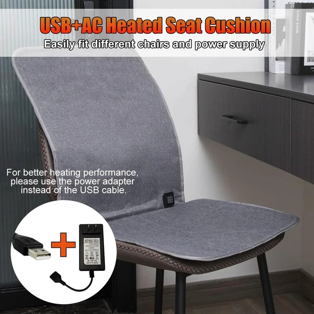 Alt view image 4 of 6 - WOOLALA USB Heated Seat Cushion for Office Chair, Large Heating Area Cover