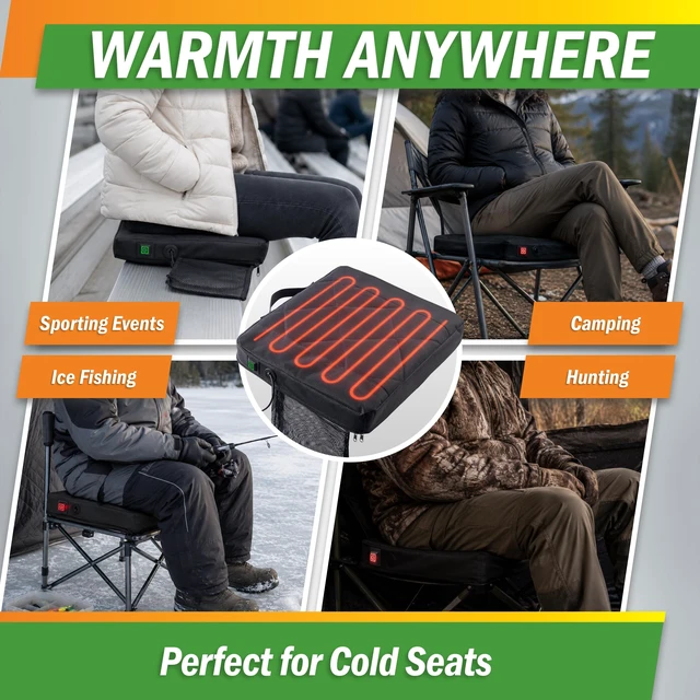 Alt view image 6 of 6 - Wakeman Outdoors Heated Seat Cushion for Stadium or Camping, Black, 15x13