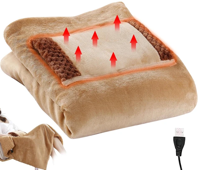 Main image of Heated Throw, Electric Throw Blanket, Heated Blanket 24x31 Inch Small USB Fast Heating Blanket with Large Pocket for Hands Washable Plush Electric Blanket Throw Light Brown
