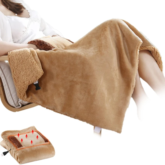 Alt view image 3 of 7 - Heated Throw, Electric Throw Blanket, Heated Blanket 24x31 Inch Small USB Fast Heating Blanket with Large Pocket for Hands Washable Plush Electric Blanket Throw Light Brown