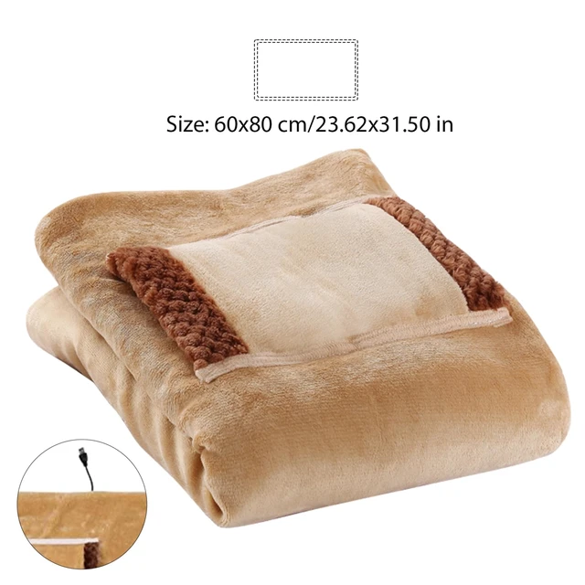 Alt view image 6 of 7 - Heated Throw, Electric Throw Blanket, Heated Blanket 24x31 Inch Small USB Fast Heating Blanket with Large Pocket for Hands Washable Plush Electric Blanket Throw Light Brown