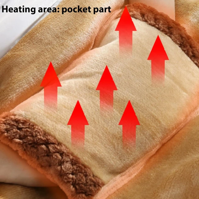 Alt view image 7 of 7 - Heated Throw, Electric Throw Blanket, Heated Blanket 24x31 Inch Small USB Fast Heating Blanket with Large Pocket for Hands Washable Plush Electric Blanket Throw Light Brown