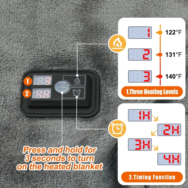 Alt view image 3 of 6 - USB Heated Blanket,Cordless Electric Blanket,Portable Heated Throw Blanket,Machine Washable,3 Heating Levels,Timing Function,Super Cozy Soft Wearable Blanket(Battery not Included